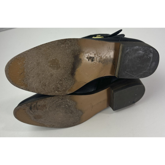 Coach Lilliana Leather Ankle Moto Boots Size 7.5 B Gold Studded Buckle Shoes - Picture 14 of 16